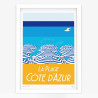 Affiche d'art signée à la main par Eric Garence "La Plage, Côte d'Azur"
