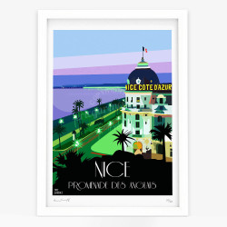 Affiche d'art signée à la main par Eric Garence ''Nice, Le Negresco''
