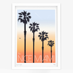 Affiche d'art signée à la main par Eric Garence ''Nice ou Miami?''