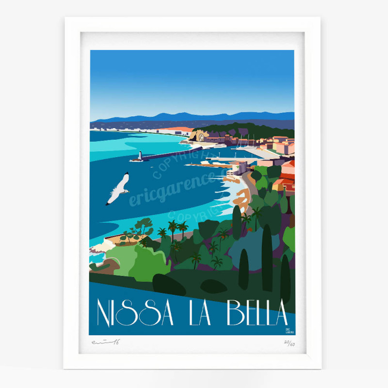 Affiche d'art signée à la main par Eric Garence ''Nissa La Bella'' Affiche d'art signée à la main par Eric Garence ''Nissa La Bella''