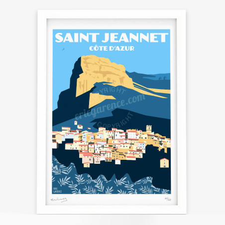 Affiche d'art signée à la main par Eric Garence "Saint-Jeannet, le Baou"