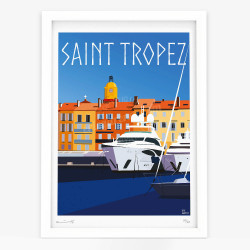 Affiche d'art signée à la main par Eric Garence "Saint-Tropez, le Port"