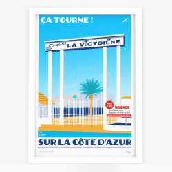 Affiche d'art signée à la main par Eric Garence "Les Studios de la Victorine"