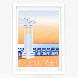 Affiche d'art signée à la main par Eric Garence "Nice Sunset"