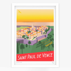 Affiche d'art signée à la main par Eric Garence "Saint-Paul-de-Vence, Le village"