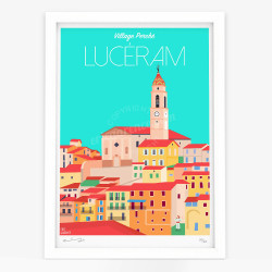 Affiche d'art signée à la main par Eric Garence "Lucéram"