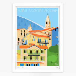 Affiche d'art signée à la main par Eric Garence "Saint-Martin-Vésubie"