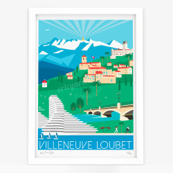 Affiche d'art signée à la main par Eric Garence "Villeneuve-Loubet, L'été"