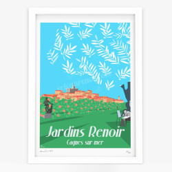 Affiche d'art signée à la main par Eric Garence "Les Jardins Renoir"