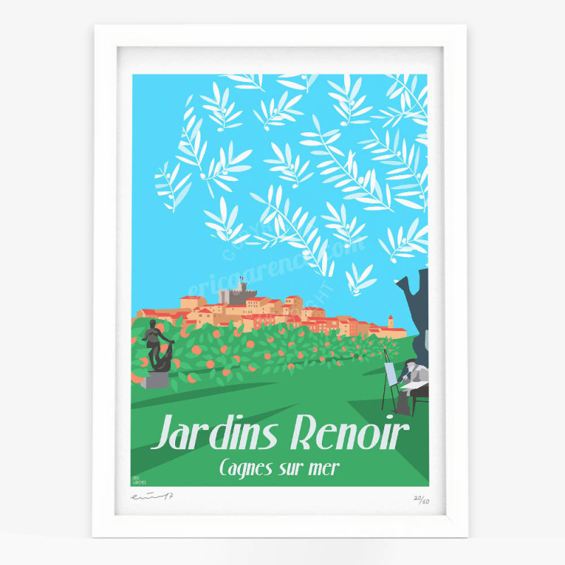 Affiche d'art signée à la main par Eric Garence "Les Jardins Renoir"