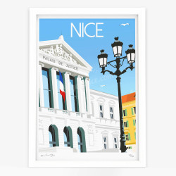Affiche d'art signée à la main par Eric Garence "Nice, Le Palais de Justice"