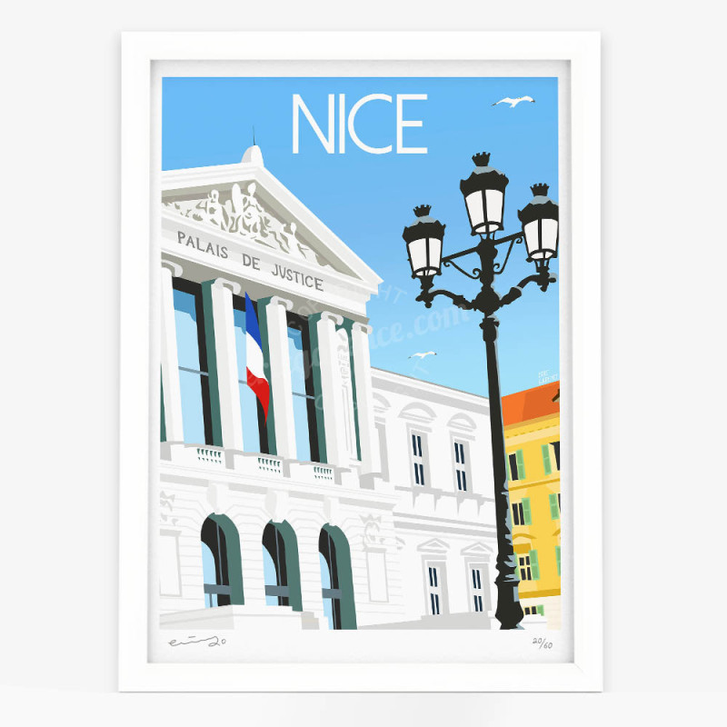 Affiche d'art signée à la main par Eric Garence "Nice, Le Palais de Justice" Affiche d'art signée à la main par Eric Garence "Nice, Le Palais de Justice"