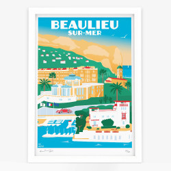 Affiche d'art signée à la main par Eric Garence "A Lovely day in Beaulieu-sur-Mer"