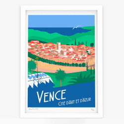Affiche d'art signée à la main par Eric Garence "Vence, cité d'art"