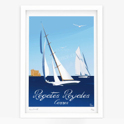 Affiche d'art signée à la main par Eric Garence "Les Régates en Baie de Cannes"