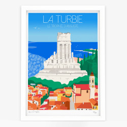 Affiche d'art signée à la main par Eric Garence "La Turbie, le trophée d'Auguste"