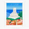 Affiche d'art signée à la main par Eric Garence "La Turbie, le trophée d'Auguste"