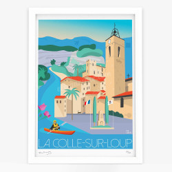 Affiche d'art signée à la main par Eric Garence "La Colle-sur-Loup"