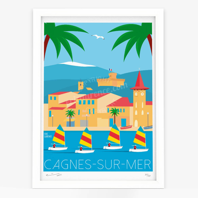Affiche d'art signée à la main par Eric Garence "Cagnes-sur-Mer, les optimists" Affiche d'art signée à la main par Eric Garence "Cagnes-sur-Mer, les optimists"