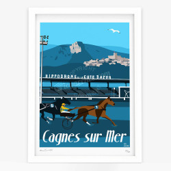 Affiche d'art signée à la main par Eric Garence "Cagnes-sur-Mer, L'hippodrome"