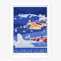 Affiche d'art signée à la main par Eric Garence "Villeneuve-Loubet, L'hiver"
