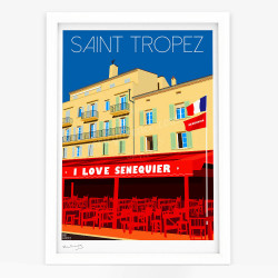 Affiche d'art signée à la main par Eric Garence "I Love Senequier"