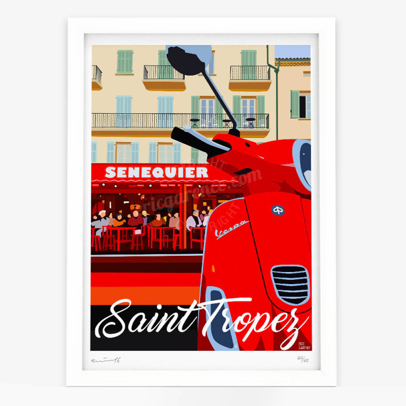 Affiche d'art signée à la main par Eric Garence "La Guêpe rouge chez Senequier" Affiche d'art signée à la main par Eric Garence "La Guêpe rouge chez Senequier"