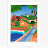 Affiche d'art signée à la main par Eric Garence "Théoule-sur-mer, La corniche d’or"