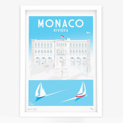 Affiche d'art signée à la main par Eric Garence "Monaco, Le musée océanographique"