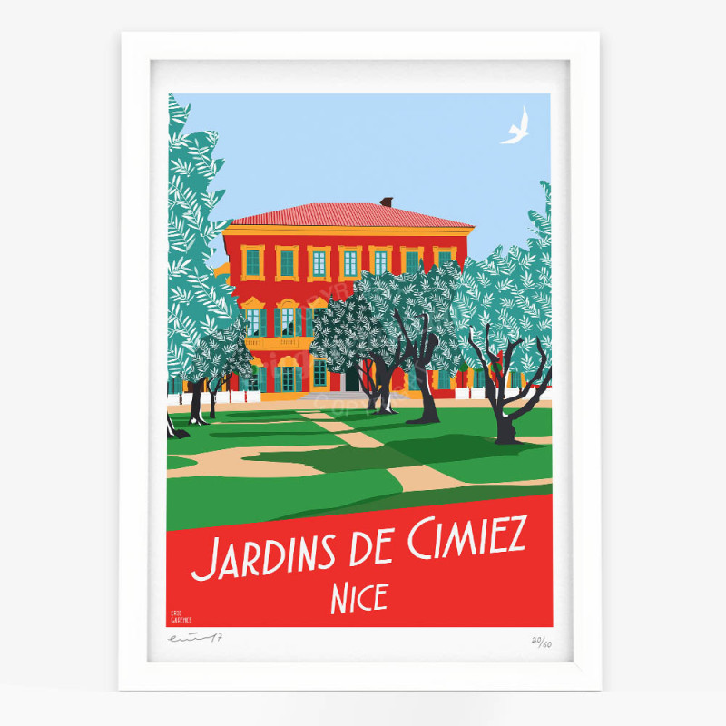 Affiche d'art signée à la main par Eric Garence "Nice, Les Jardins de Cimiez" Affiche d'art signée à la main par Eric Garence "Nice, Les Jardins de Cimiez"