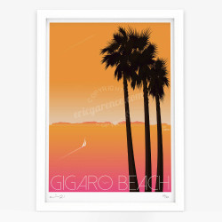 Affiche d'art signée à la main par Eric Garence "La Croix-Valmer, Gigaro Beach"