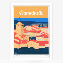Affiche d'art signée à la main par Eric Garence "Ramatuelle"