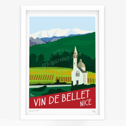 Affiche d'art signée à la main par Eric Garence "Nice, Vin de Bellet"