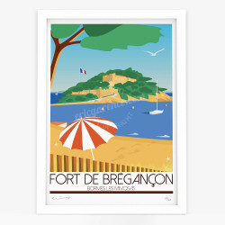 Affiche d'art signée à la main par Eric Garence "Où est cachée Marianne au Fort de Brégançon ?"