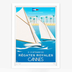 Affiche d'art signée à la main par Eric Garence "Les Régates Royales de Cannes, 2021"