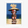 Affiche d'art signée à la main par Eric Garence "Tahiti Beach, BB's Tiki"
