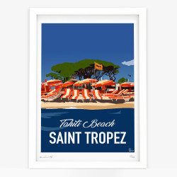 Affiche d'art signée à la main par Eric Garence "Tahiti Plage"