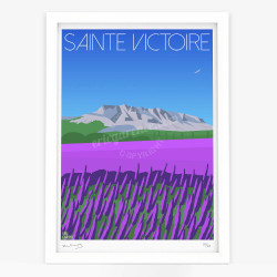 Affiche d'art signée à la main par Eric Garence "Aix-en-Provence, la Sainte Victoire"