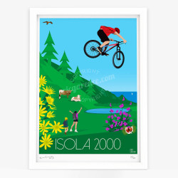 Affiche d'art signée à la main par Eric Garence "Isola 2000 en été"