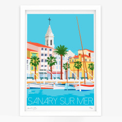 Affiche d'art signée à la main par Eric Garence "Le Port de Sanary-sur-Mer"