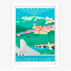Affiche d'art signée à la main par Eric Garence "Villeneuve-Loubet au Printemps"