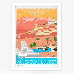 Affiche d'art signée à la main par Eric Garence "Villeneuve-Loubet en Automne"