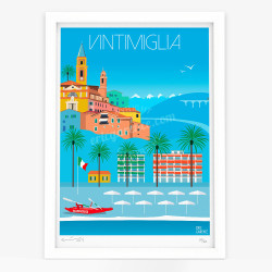 Affiche d'art signée à la main par Eric Garence "Italie, Vintimille"