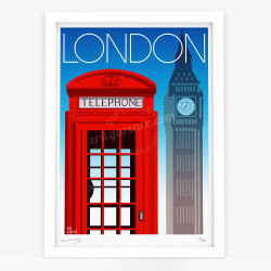Affiche d'art signée à la main par Eric Garence "Londres, Big Ben"