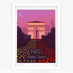Affiche d'art signée à la main par Eric Garence "Paris, Les Champs Elysées "