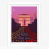 Affiche d'art signée à la main par Eric Garence "Paris, Les Champs Elysées "