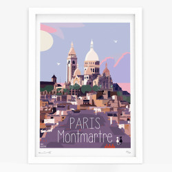 Affiche d'art signée à la main par Eric Garence "Paris, Montmartre et ses chats"