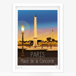 Affiche d'art signée à la main par Eric Garence "Paris, Place de la Concorde"