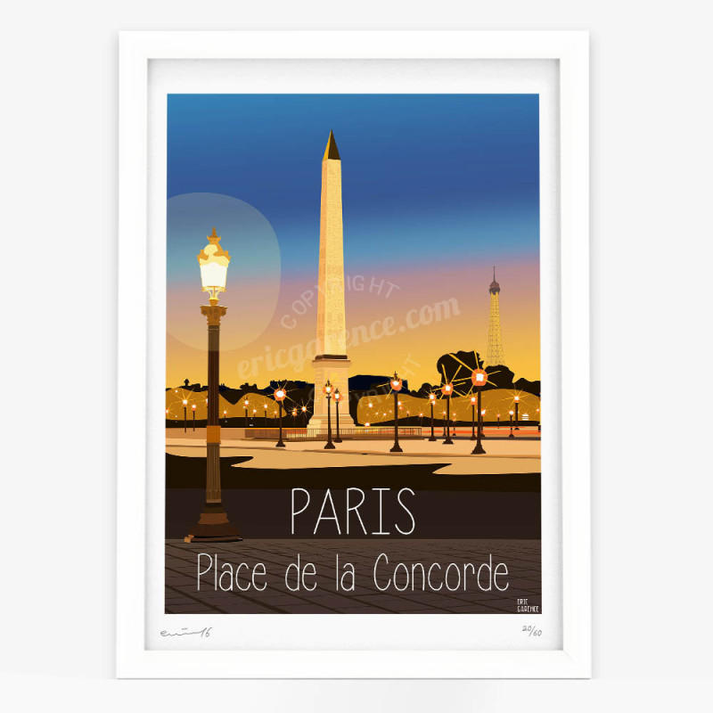 Affiche d'art signée à la main par Eric Garence "Paris, Place de la Concorde" Affiche d'art signée à la main par Eric Garence "Paris, Place de la Concorde"