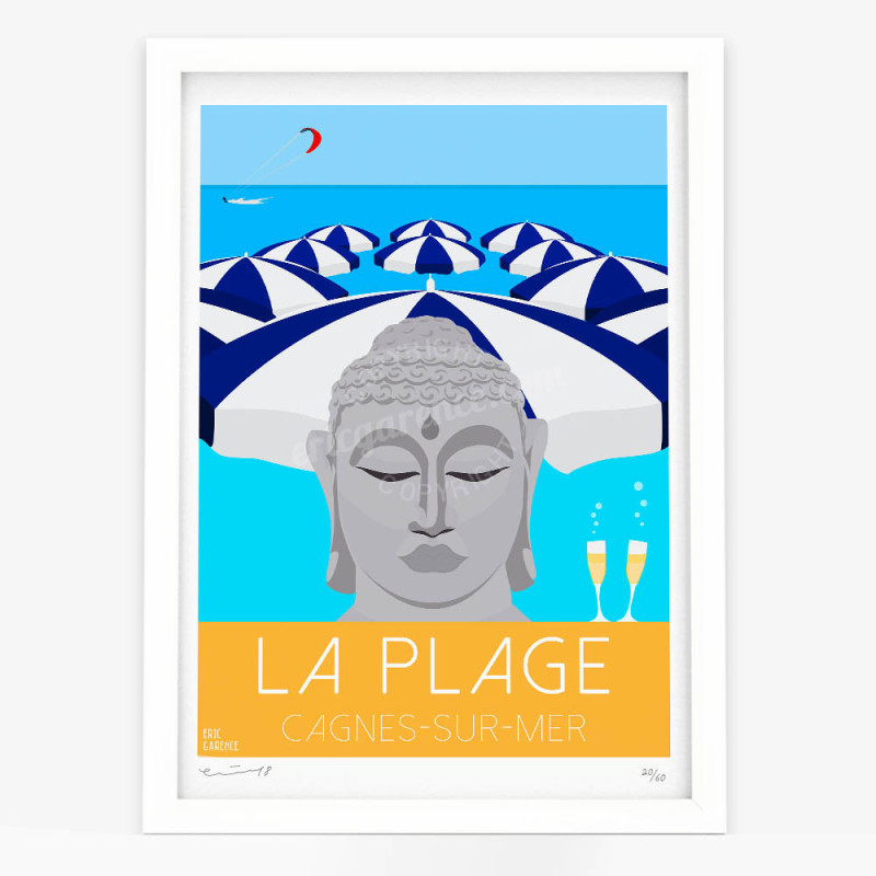 Affiche d'art signée à la main par Eric Garence "Cagnes-sur-Mer, La plage" Affiche d'art signée à la main par Eric Garence "Cagnes-sur-Mer, La plage"